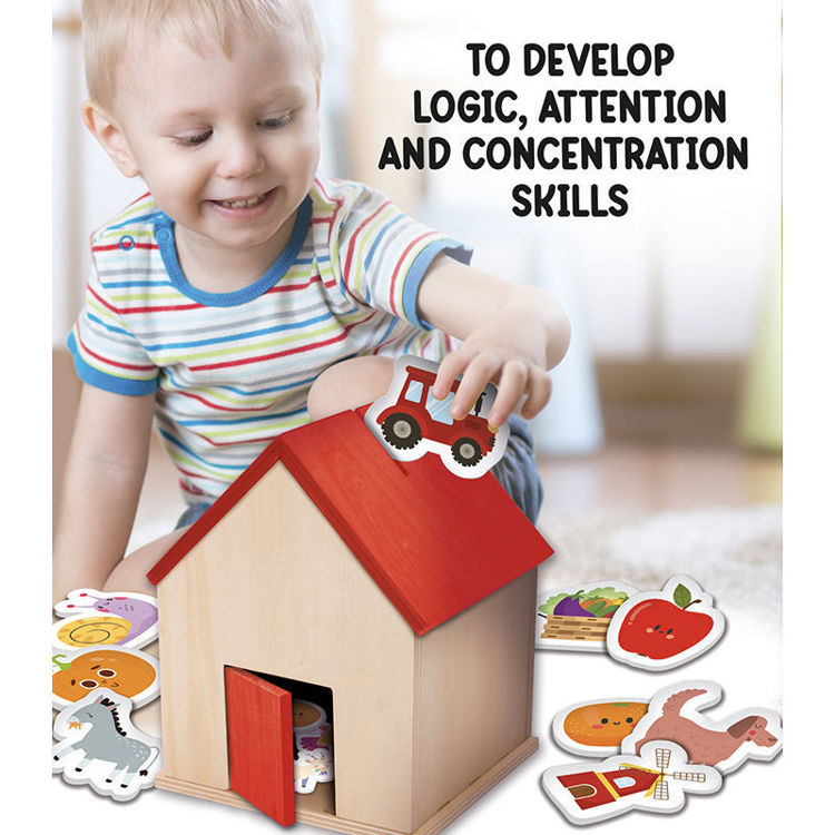 Εικόνα για Montessori Baby Wood Φάρμα - Ξύλινο Εκπαιδευτικό Σπιτάκι με Παιχνίδια Συγκέντρωσης για Νήπια 105403