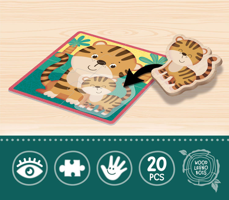 Εικόνα για Montessori Baby Wood Puzzle Animals Lisciani - Ξύλινο Παζλ Ζώων Μαμά & Μωρό 1-4 Ετών 96848
