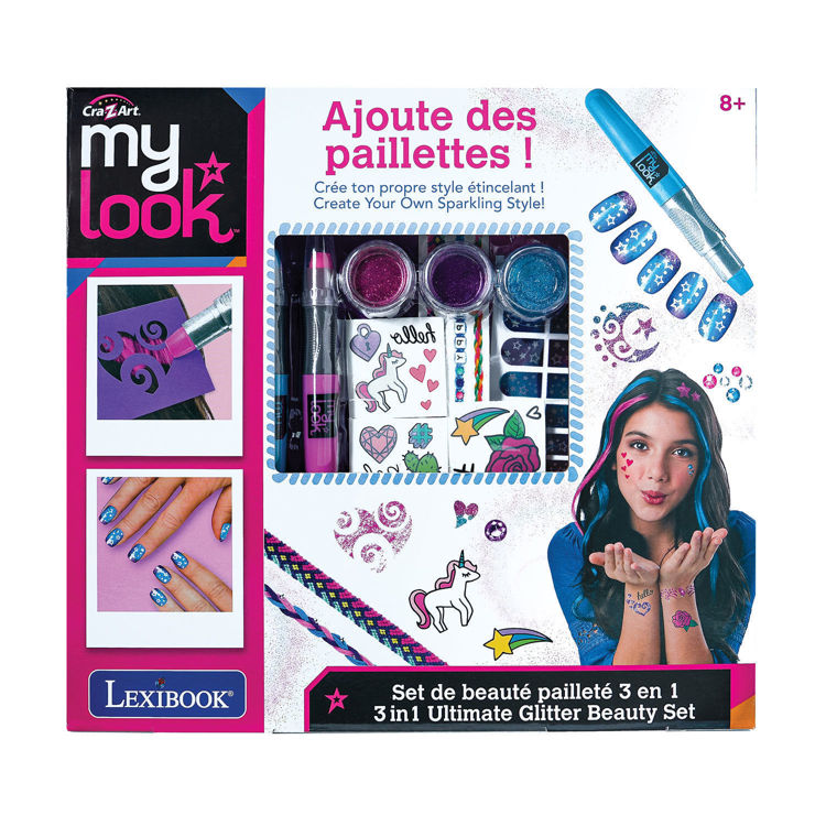 Εικόνα για Cra-Z-Art Glitter Beauty Set 3-σε-1  Σετ Διακόσμησης Μαλλιών & Σώματος με Γκλίτερ και Πετράδια - 8+ Ετών Lexibook CRSS18