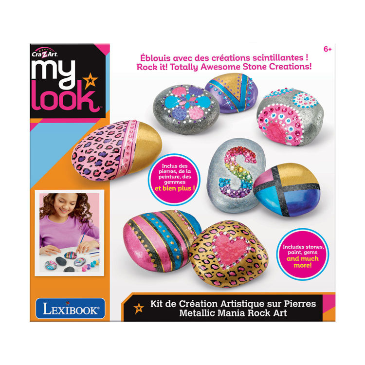 Εικόνα για Cra-Z-Art Shimmer 'n Sparkle Rock Art - DIY Σετ Ζωγραφικής Βότσαλων με Μεταλλικά Χρώματα - 6+ Ετών Lexibook CRSS1
