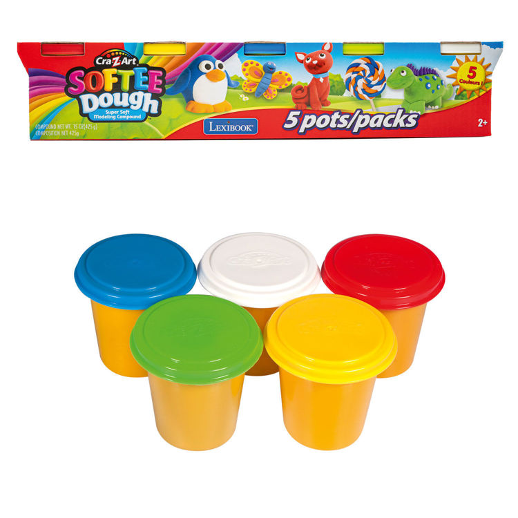 Εικόνα για Cra-Z-Art Softee Dough - 5 Δοχεία Μαλακής Πλαστελίνης x 85g - Κλασικά Χρώματα - 2+ Ετών Lexibook CRDOUGH2