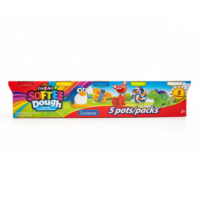 Εικόνα για Cra-Z-Art Softee Dough - 5 Δοχεία Μαλακής Πλαστελίνης x 85g - Κλασικά Χρώματα - 2+ Ετών Lexibook CRDOUGH2