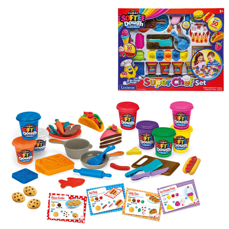 Εικόνα για Cra-Z-Art Softee Dough Super Chef Set - Μαλακή Πλαστελίνη με 50+ Αξεσουάρ Κουζίνας - 3+ Ετών Lexibook CRDOUGH16