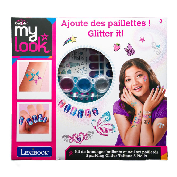 Εικόνα για Cra-Z-Art My Look Sparkling Glitter Tattoo & Nails - Σετ Nail Art και Body Tattoos με Glitter (8+ Ετών) Lexibook CRSS16