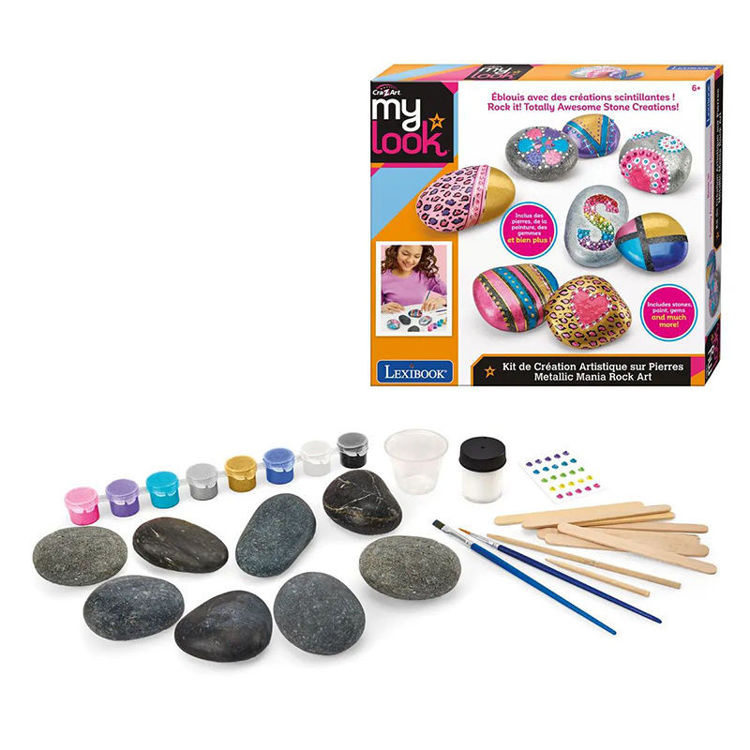 Εικόνα για Cra-Z-Art Shimmer 'n Sparkle Rock Art - DIY Σετ Ζωγραφικής Βότσαλων με Μεταλλικά Χρώματα - 6+ Ετών Lexibook CRSS1