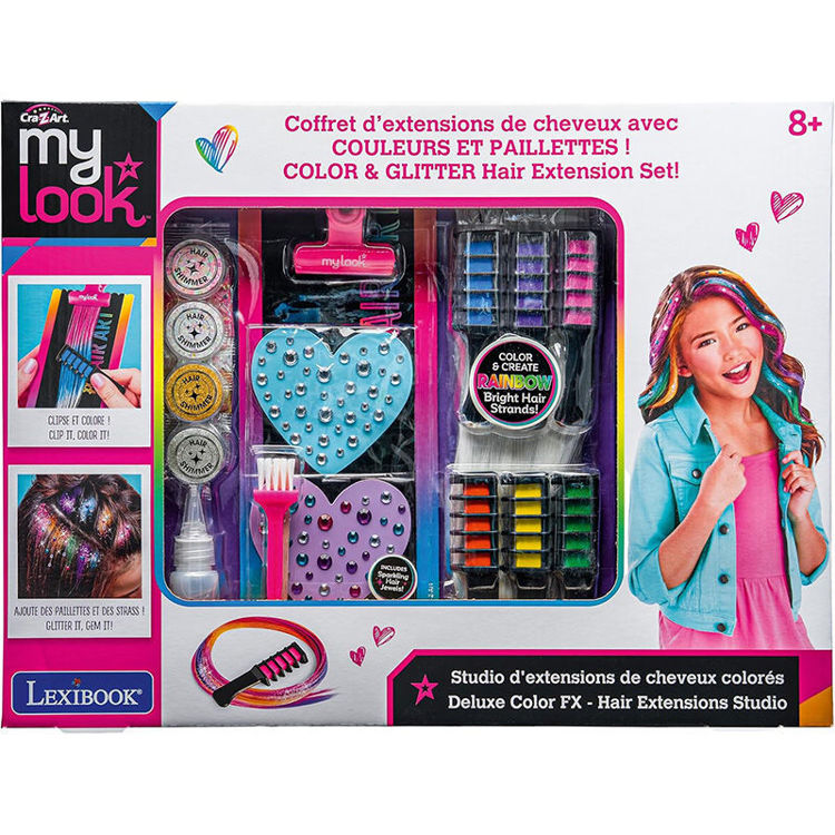 Εικόνα για Cra-Z-Art My Look Deluxe Color FX Hair Extensions Studio - Σετ Βαφής & Διακόσμησης Μαλλιών με Glitter (8+ Ετών) Lexibook CRSS11
