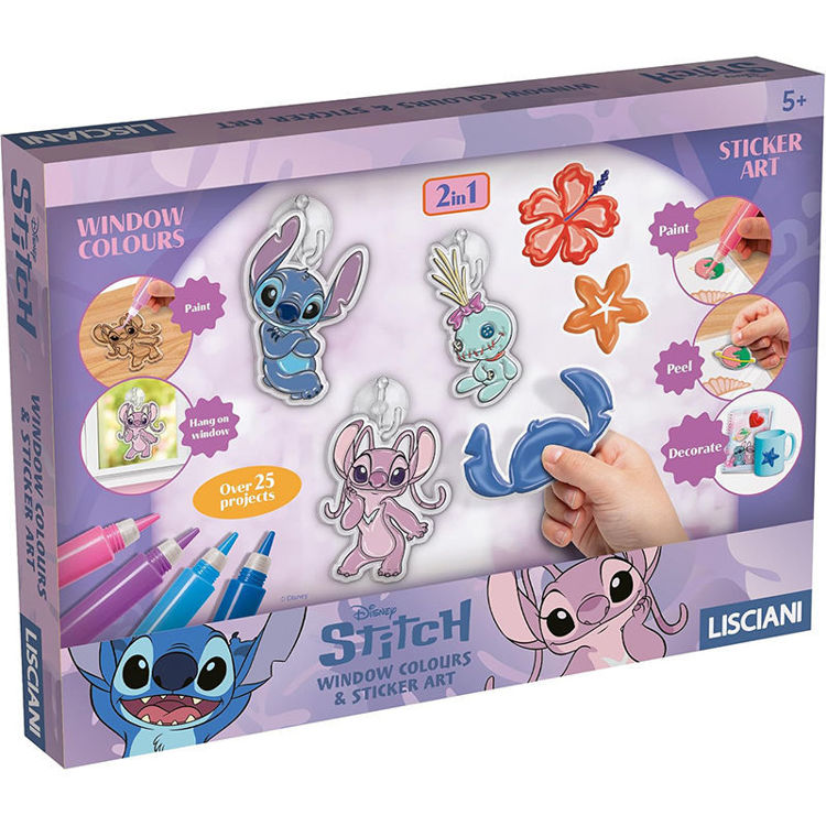Εικόνα για Δημιουργικό Σετ 2 σε 1 Window Colours & Sticker Art Disney Stitch & Angel Lisciani 118816 (5+ Ετών)