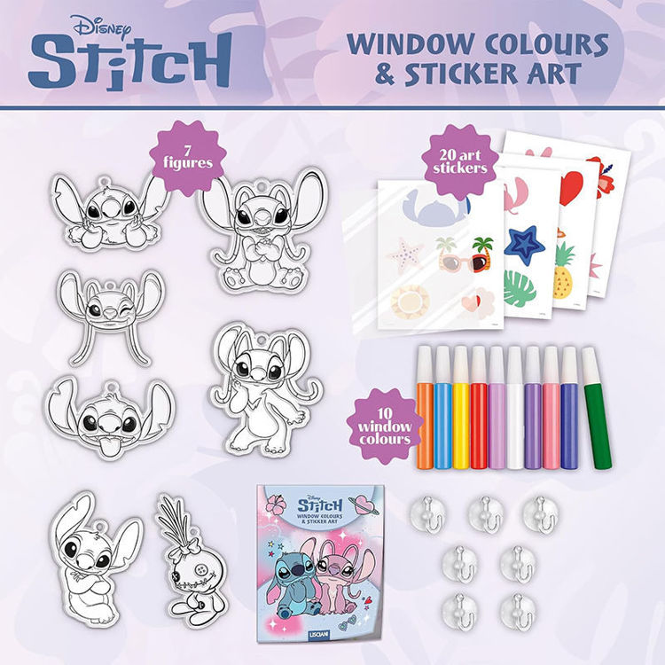 Εικόνα για Δημιουργικό Σετ 2 σε 1 Window Colours & Sticker Art Disney Stitch & Angel Lisciani 118816 (5+ Ετών)