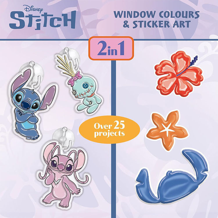 Εικόνα για Δημιουργικό Σετ 2 σε 1 Window Colours & Sticker Art Disney Stitch & Angel Lisciani 118816 (5+ Ετών)