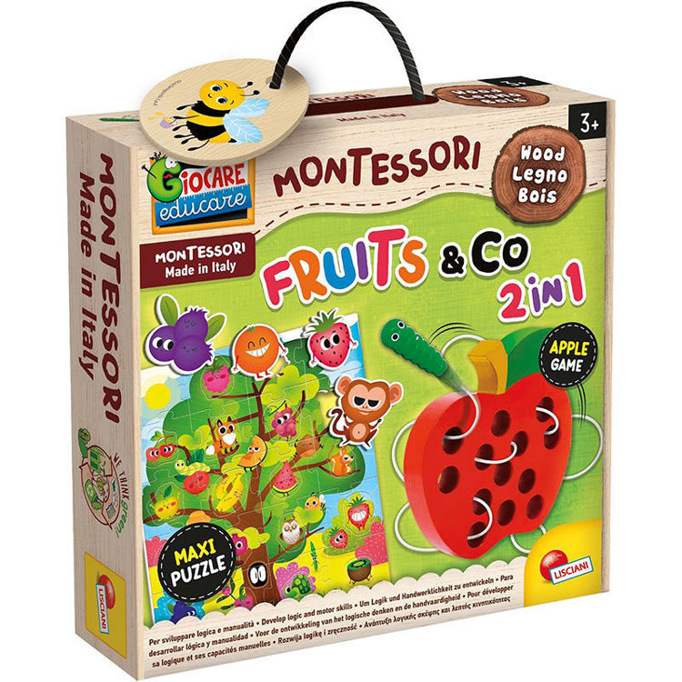 Εικόνα για Ξύλινο Μήλο με Κάμπια & Maxi Παζλ Montessori Fruits & Co 2 σε 1 Lisciani 92260
